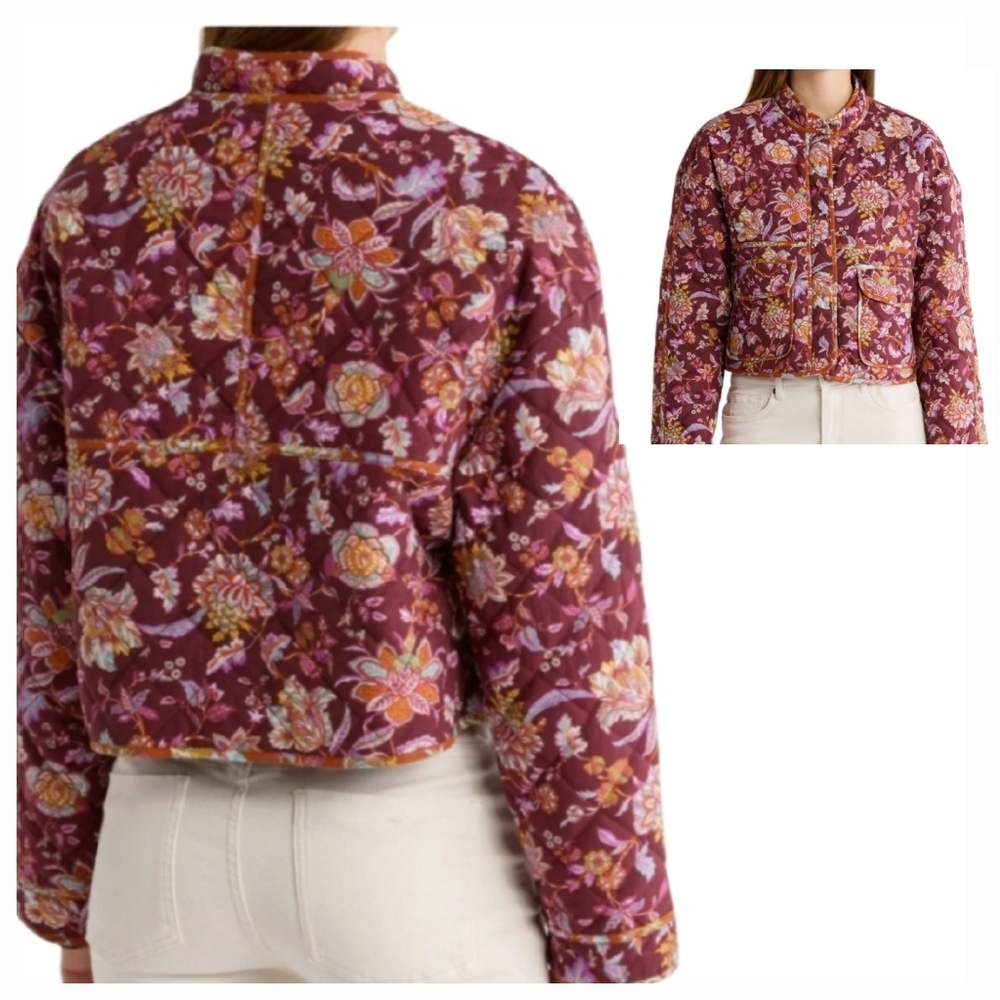 NEW! 7 FOR ALL MANKIND Quilted Floral Short Jacket XS. - Picture 1 of 6